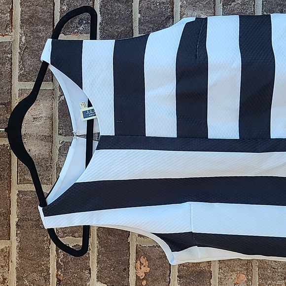 Julian Taylor New York Black and White Patterned Sleeveless Dress Size 16 - Picture 2 of 9